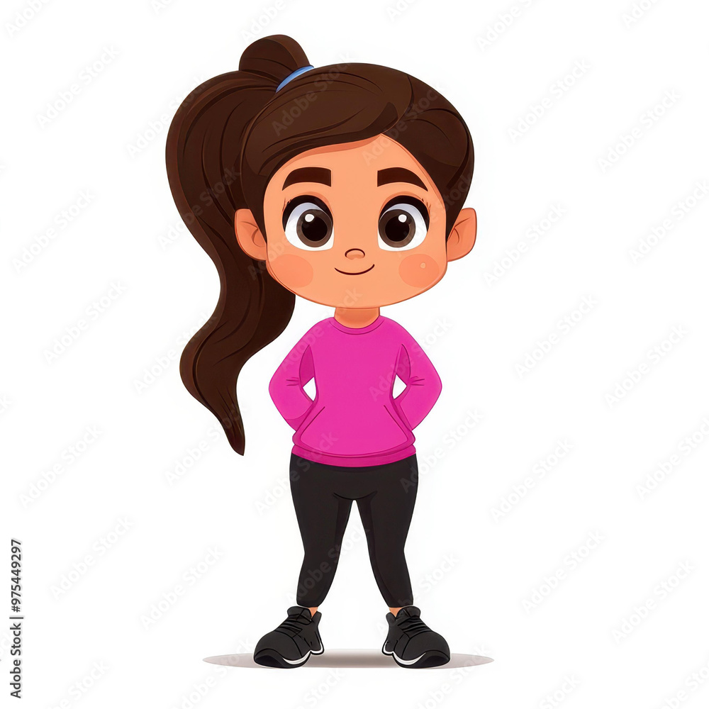A cute chibistyle fitness character, featuring a little girl engaged in modern exercise routines, highres clipart design. A cute chibistyle fitness character, featuring a little girl engaged in modern exercise routines, highres clipart design.