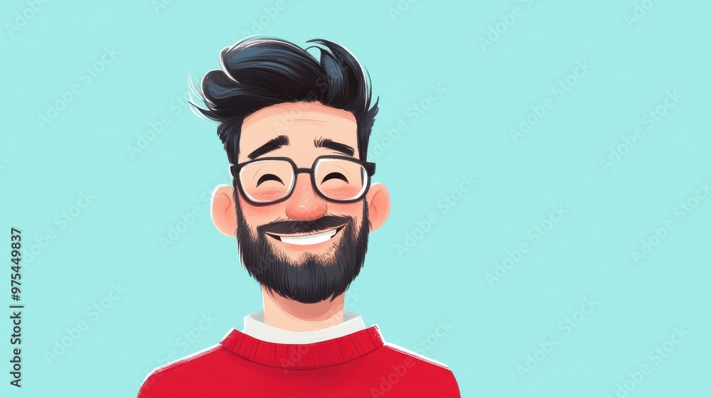 Bright and fun D art showcasing a happy man in a red sweater, perfect for uplifting visuals. Bright and fun D art showcasing a happy man in a red sweater, perfect for uplifting visuals.