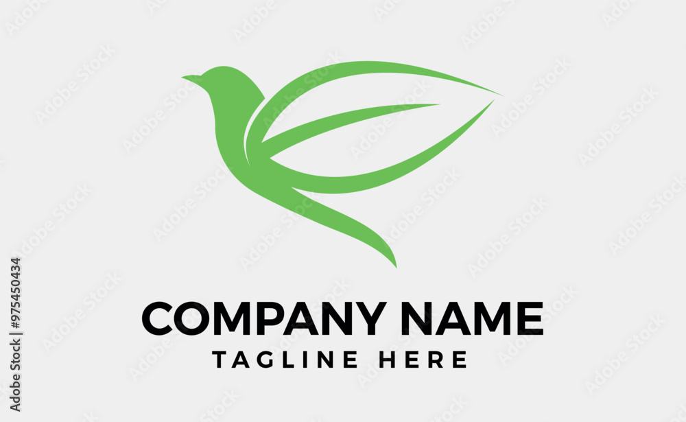 Obraz premium minimal solid bird and leaf logo vector, Humming bird, Editable vector illustration.