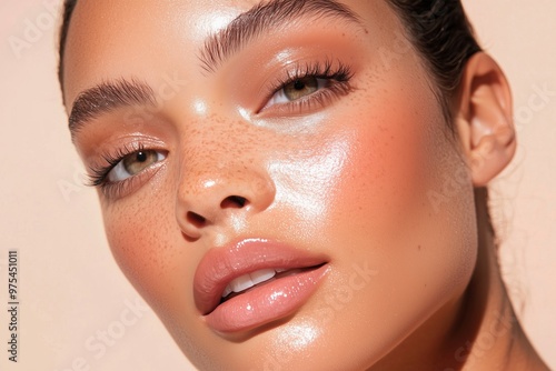 Wallpaper Mural model with soft baddie glam, showcasing perfectly arched brows, long fluttery lashes, a smooth contour, and a soft mauve lip Torontodigital.ca