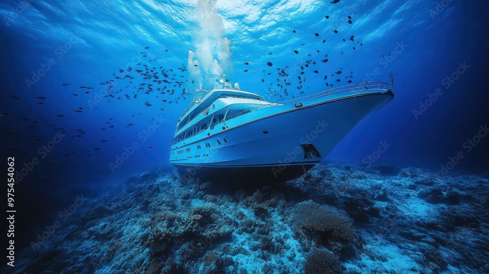 Fototapeta premium scuba diving yacht on ocean