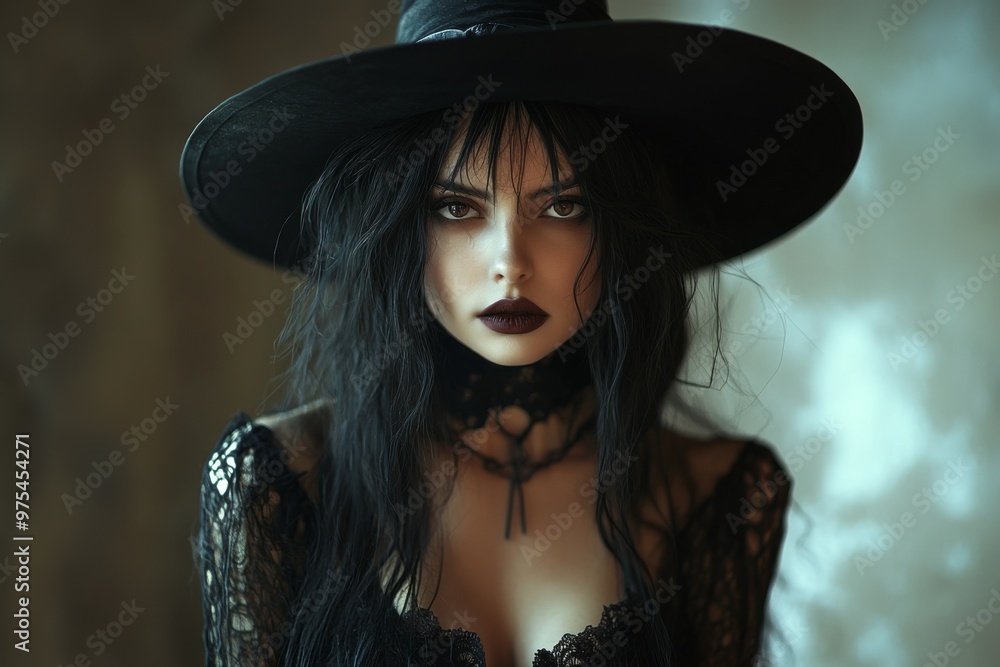 Brunette Gothic witch, Halloween fashion and make-up shoot Portrait. Gothic, Goth, Victorian, Dark style fashion. Dark smokey make-up. Dramatic. Elegant. Brunette Gothic witch, Halloween fashion and make-up shoot Portrait. Gothic, Goth, Victorian, Dark style fashion. Dark smokey make-up. Dramatic. Elegant.