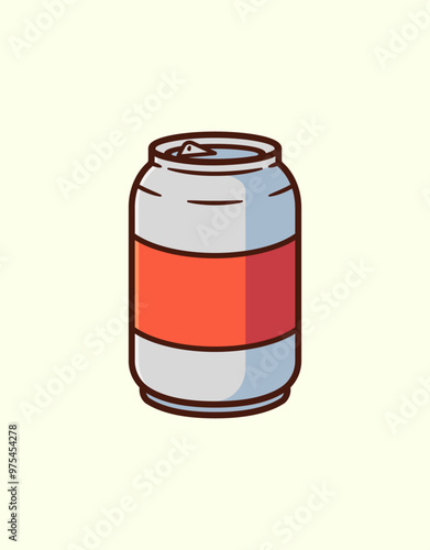 Illustration of a Simple Colorful Soda Can with a Minimalist Design Cartoon Style Vector