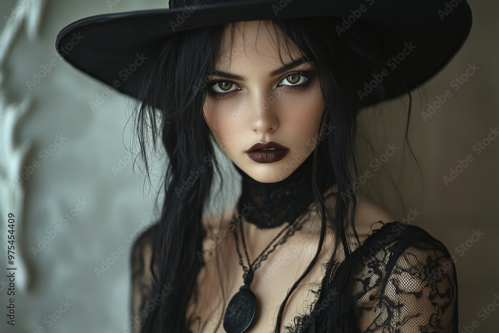 Brunette Gothic witch, Halloween fashion and make-up shoot Portrait. Gothic, Goth, Victorian, Dark style fashion. Dark smokey make-up. Dramatic. Elegant. Brunette Gothic witch, Halloween fashion and make-up shoot Portrait. Gothic, Goth, Victorian, Dark style fashion. Dark smokey make-up. Dramatic. Elegant.