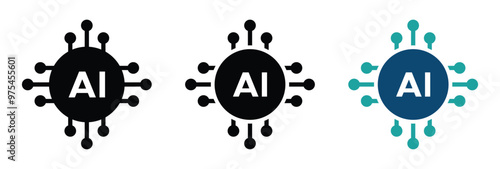 Artificial Intelligence vector icons set. AI vector icon designs