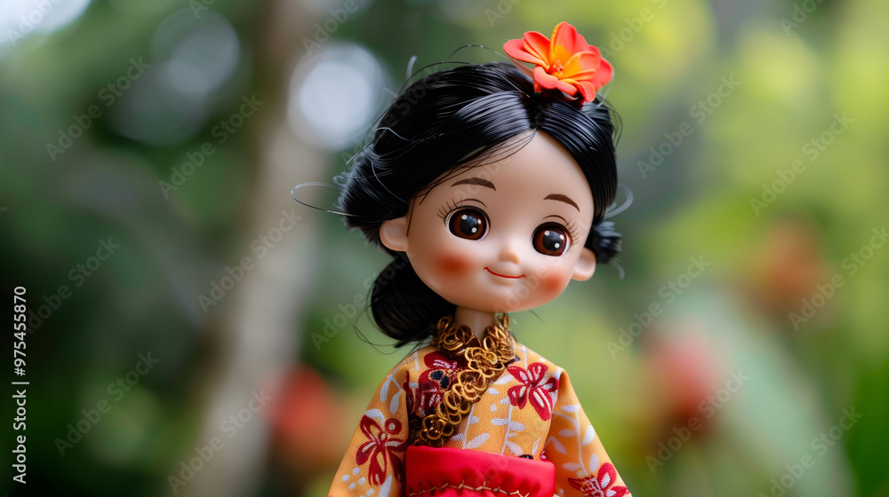Indonesian Girl Doll Wearing Floral Clothing and Flower on Hair Indonesian Girl Doll Wearing Floral Clothing and Flower on Hair