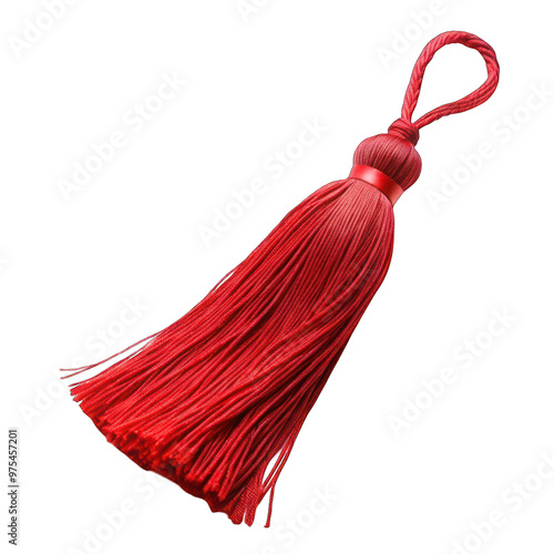 Red tassel isolated on transparent background