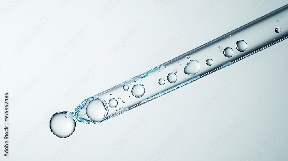 Pure Water Droplets on Pipette Tip - High-Resolution Macro Photography on White Background Pure Water Droplets on Pipette Tip - High-Resolution Macro Photography on White Background