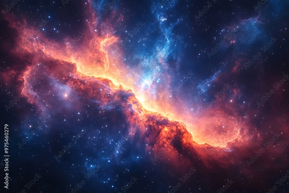 Fototapeta premium Colorful space galaxy cloud nebula. Starry night cosmos. Supernova background