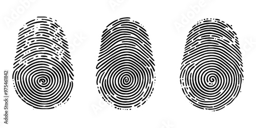fingerprint or thumbprint set isolated. Set fingerprint scanning icon sign