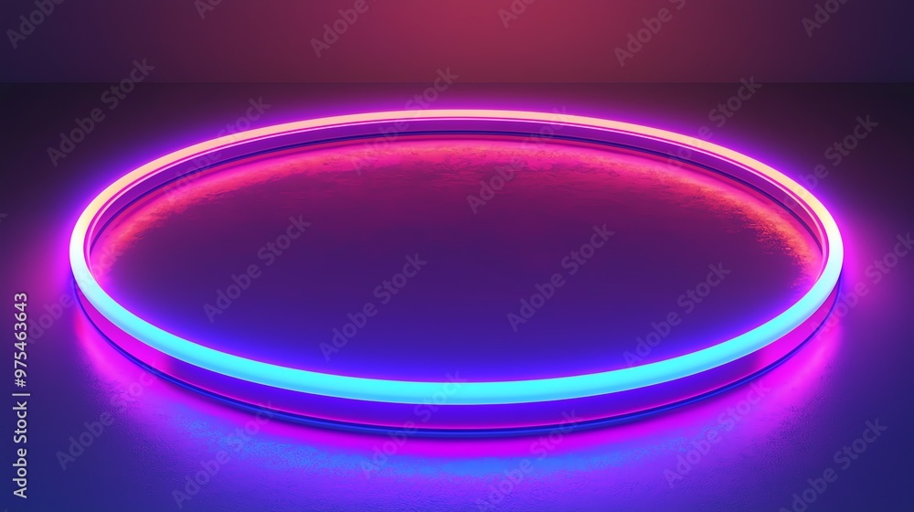 Empty neon oval frame, vibrant glow, 3D illustration Empty neon oval frame, vibrant glow, 3D illustration
