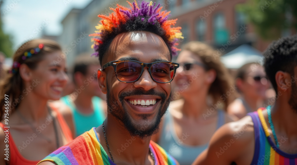 Colorful Smiling Face at Pride Festival | LGBTQ+ Celebration | Vibrant Photo of Happy Person at Pride Event Colorful Smiling Face at Pride Festival | LGBTQ+ Celebration | Vibrant Photo of Happy Person at Pride Event