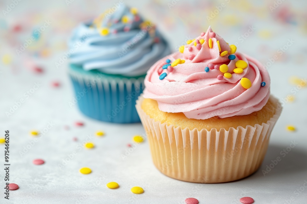 Cupcakes with colorful frosting and sprinkles Cupcakes with colorful frosting and sprinkles