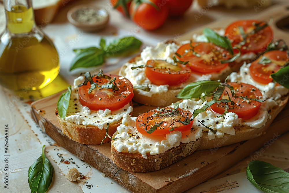 Toasts with tomatoes and goat cheese Toasts with tomatoes and goat cheese