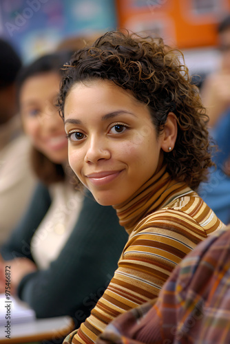 Dedicated ESL Tutor Assisting Diverse Adult Learners Improve Language Skills in Classroom Setting