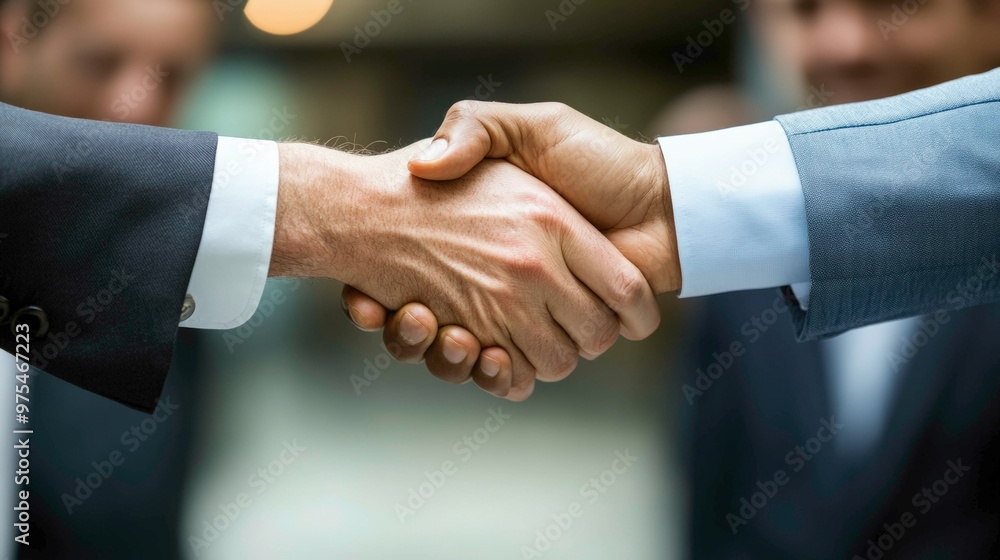 A close-up of two executives shaking hands during a business deal, surrounded by their team members, symbolizing successful collaboration, trust, and the completion of a corporate partnership. A close-up of two executives shaking hands during a business deal, surrounded by their team members, symbolizing successful collaboration, trust, and the completion of a corporate partnership.
