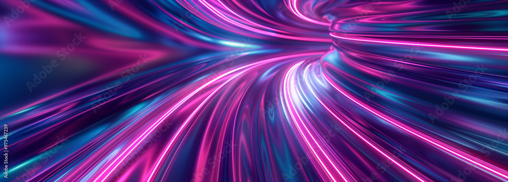 Fototapeta premium Abstract purple design with swirling pink lines and bright energy