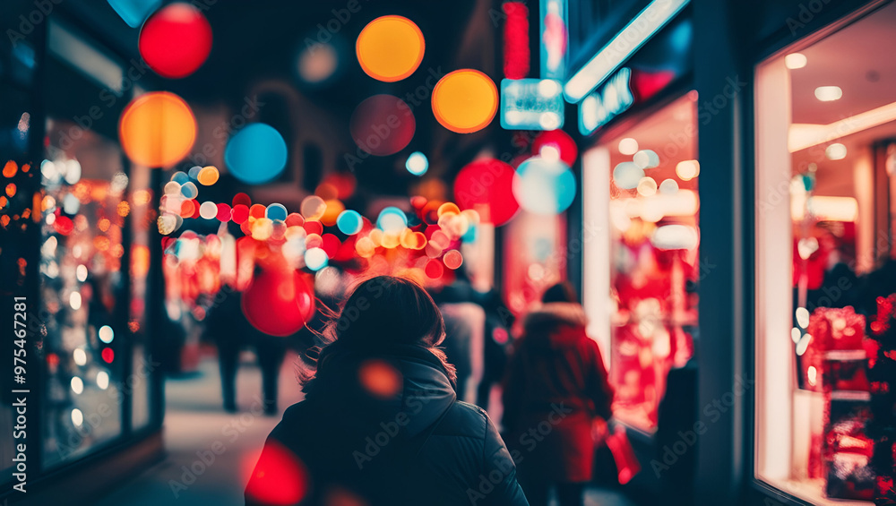 Fototapeta premium people shopping in winter illustration.