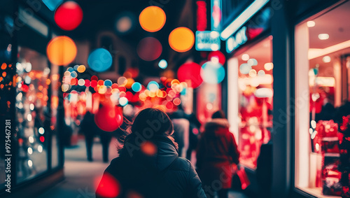 people shopping in winter illustration.