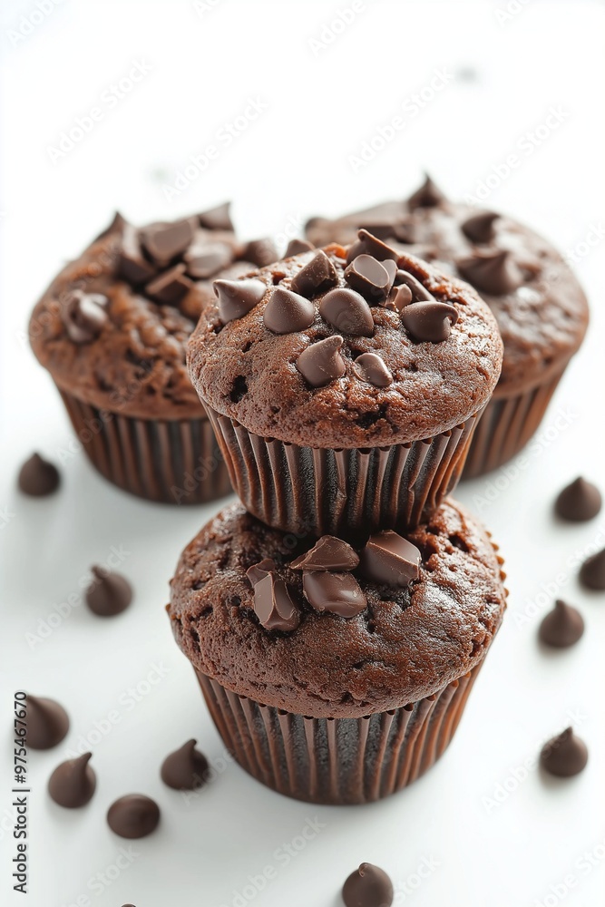 Dark chocolate muffins on isolated background Dark chocolate muffins on isolated background