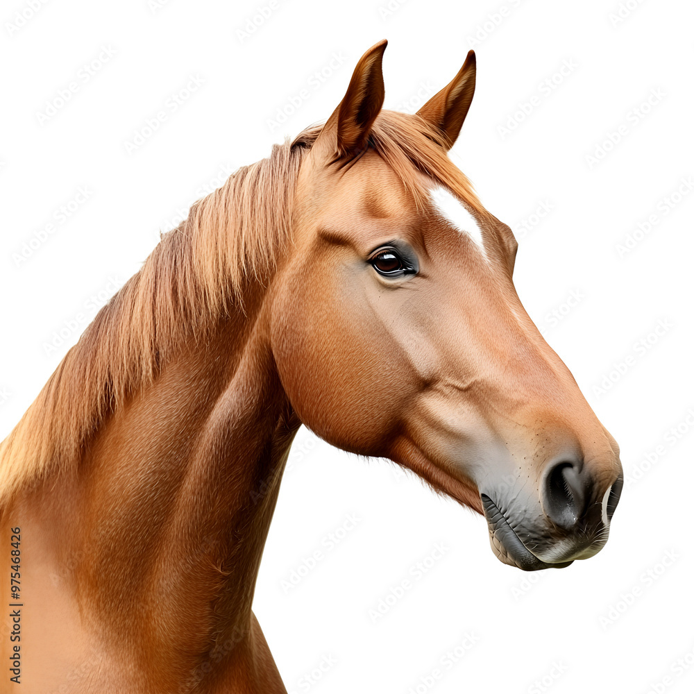 Fototapeta premium Transparent cutout with an isolated horse face on a white backdrop