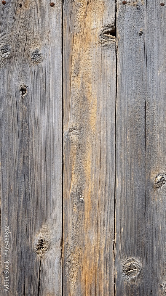 Naklejka premium Weathered Wooden Planks with Knots and Natural Texture