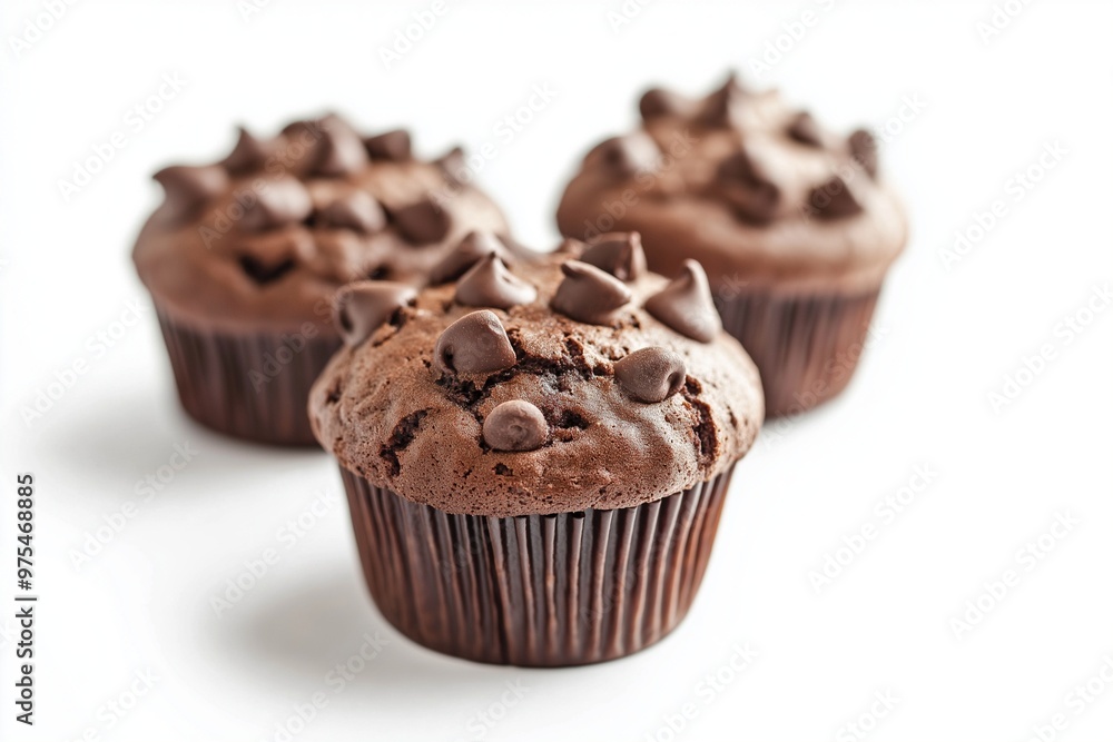 Dark chocolate muffins on isolated background Dark chocolate muffins on isolated background
