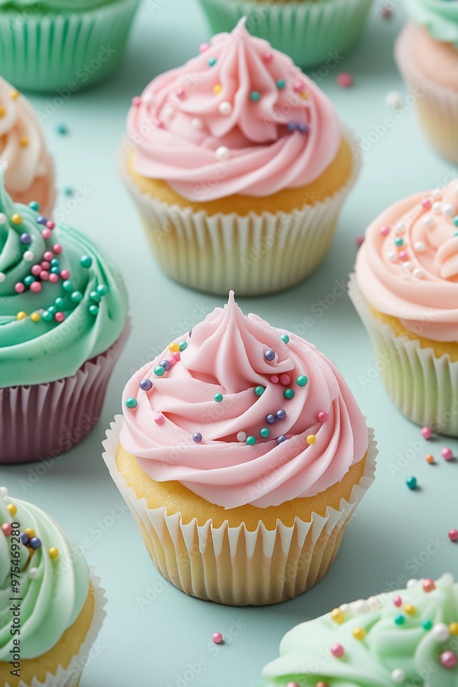 Cupcakes with colorful frosting and sprinkles Cupcakes with colorful frosting and sprinkles