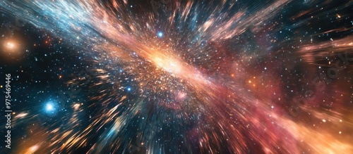 Zoom Blur Effect of Time Travel and Light Speed Depicting the Universe Galaxies and Planets in a Science Fiction Wallpaper Astronomy Explores Stars and Cosmic Phenomena photo