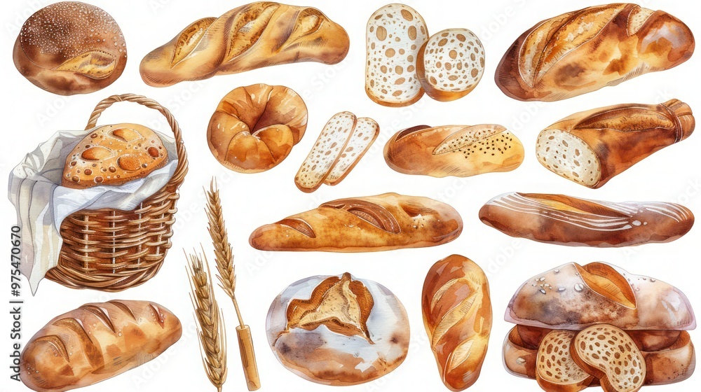 Bakery bread png cut out element set Bakery bread png cut out element set
