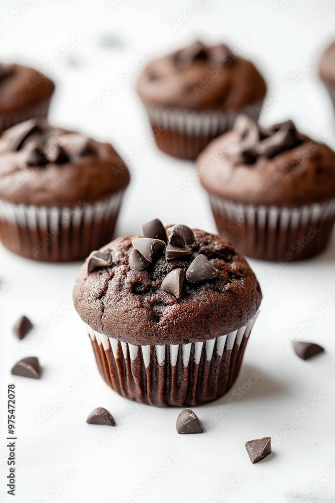 Dark chocolate muffins on isolated background Dark chocolate muffins on isolated background
