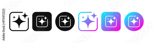 Artificial intelligence stars app logo colorful icon set. Create generate prompt ai application symbol collection vector illustration