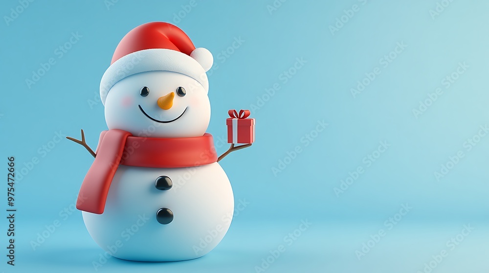 Cheerful Chibi Snowman 3D Rendering with Gift - Cartoon Character Design in C4D and Blender on White Background Cheerful Chibi Snowman 3D Rendering with Gift - Cartoon Character Design in C4D and Blender on White Background