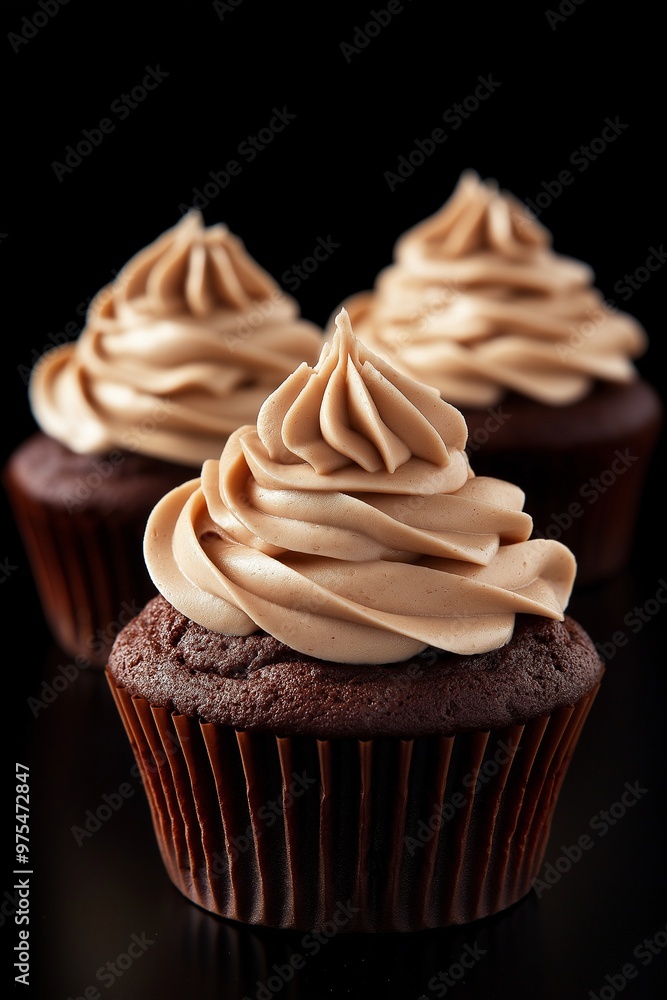 Chocolate cupcakes with cream frosting Chocolate cupcakes with cream frosting