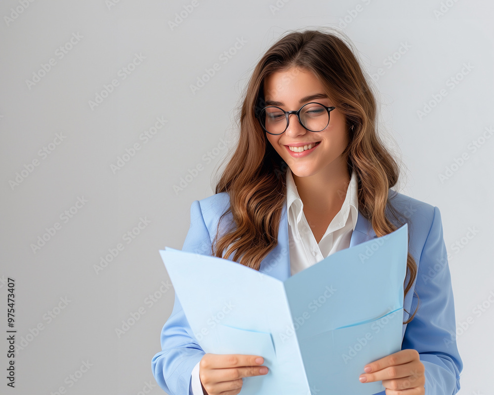 Young businesswoman with documents. Empty white background copy space. Young businesswoman with documents. Empty white background copy space.