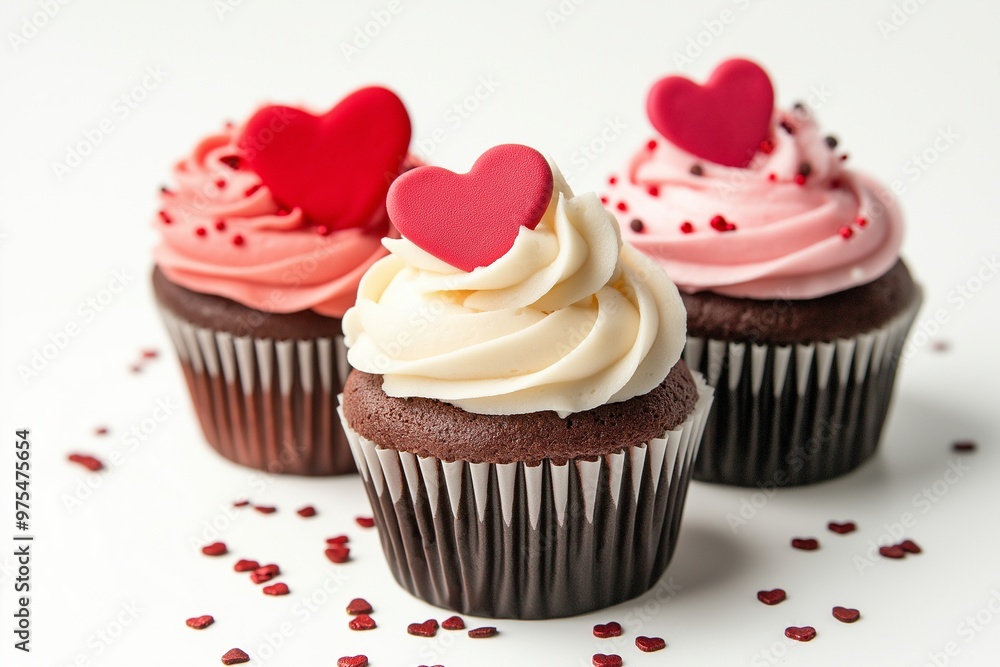 Cupcakes with pink frosting and red sprinkles Cupcakes with pink frosting and red sprinkles