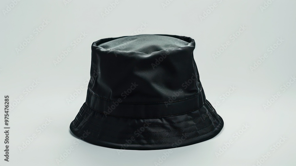 Mockup of a black bucket hat on a white background for design presentation. Concept Fashion Accessories, Apparel Mockup, Modern Design, Product Presentation Mockup of a black bucket hat on a white background for design presentation. Concept Fashion Accessories, Apparel Mockup, Modern Design, Product Presentation