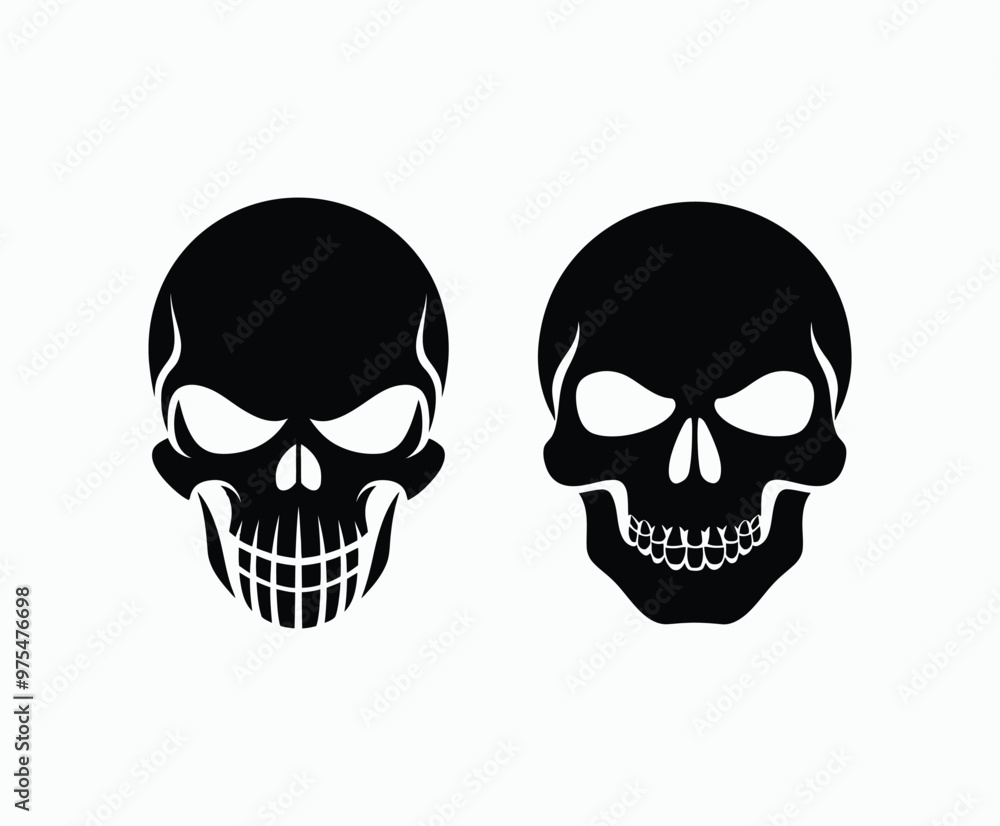 Skull EPS vector art silhouette illustration template on a white background Skull EPS vector art silhouette illustration template on a white background