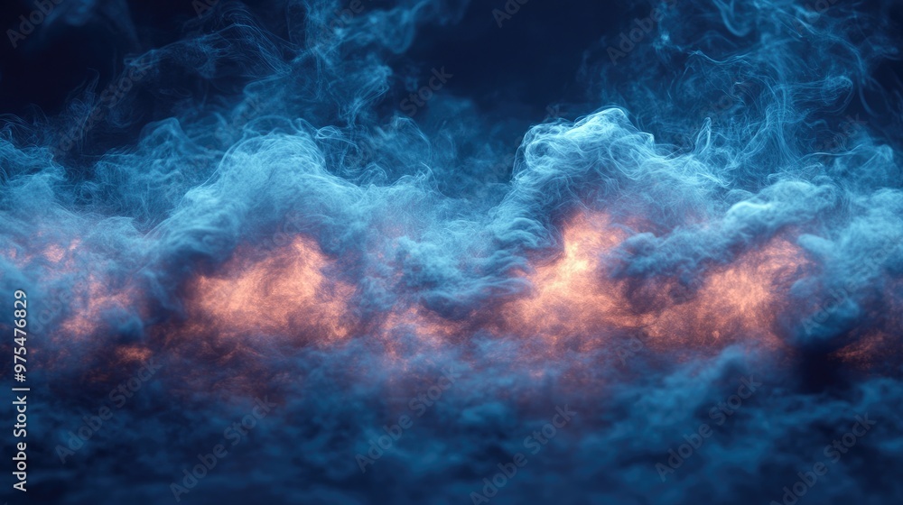 Abstract representation of smoke or mist on a dark background for atmospheric designs and themes