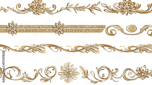 Set of Decorative Borders on a White Background. This collection features various intricate and stylish border designs, perfect for adding elegant touches to documents, invitations, or graphic element