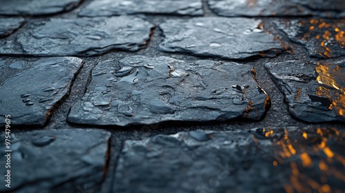Detailed Close-Up Image of a Wet Stone Texture Featuring Water Droplets for Nature-Inspired Designs and Textures