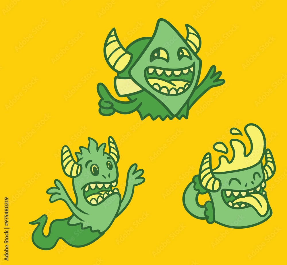 Cute cartoon Monsters Vector set of cartoon monsters Cute cartoon Monsters Vector set of cartoon monsters