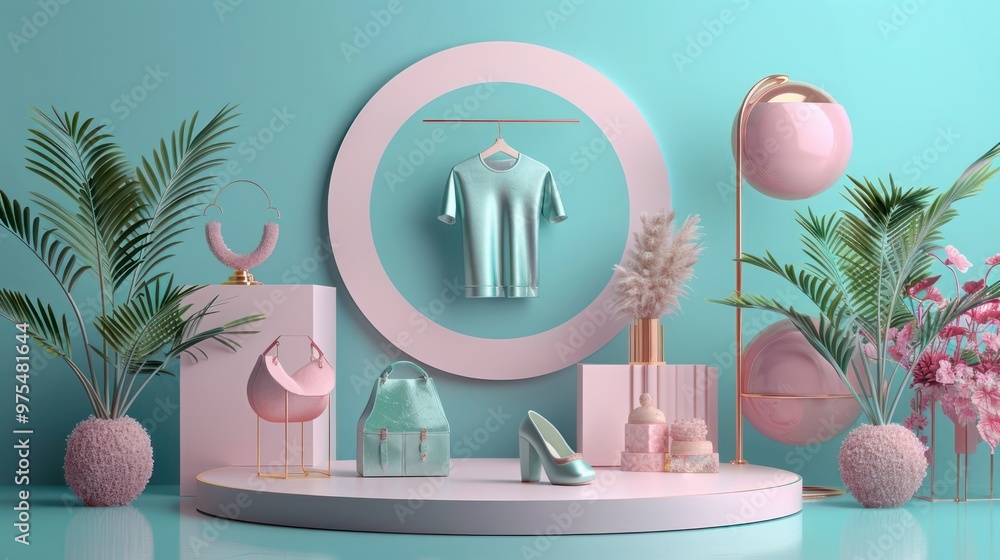 3D fashion design element for online shopping website or banner. Concept 3D Fashion Elements, Online Shopping, Website Banner 3D fashion design element for online shopping website or banner. Concept 3D Fashion Elements, Online Shopping, Website Banner