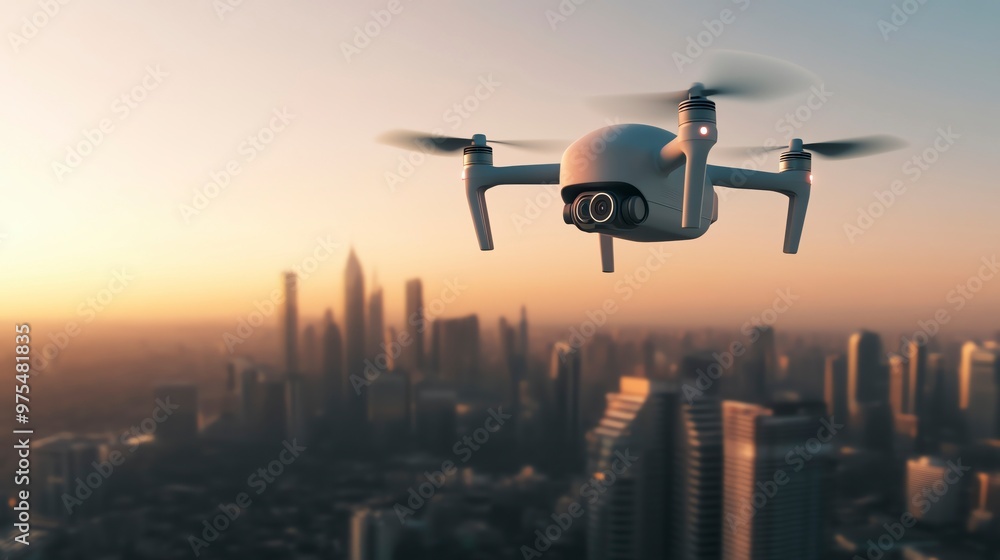 A drone flying above a modern cityscape during sunset, capturing stunning aerial views of urban architecture and skyline. A drone flying above a modern cityscape during sunset, capturing stunning aerial views of urban architecture and skyline.