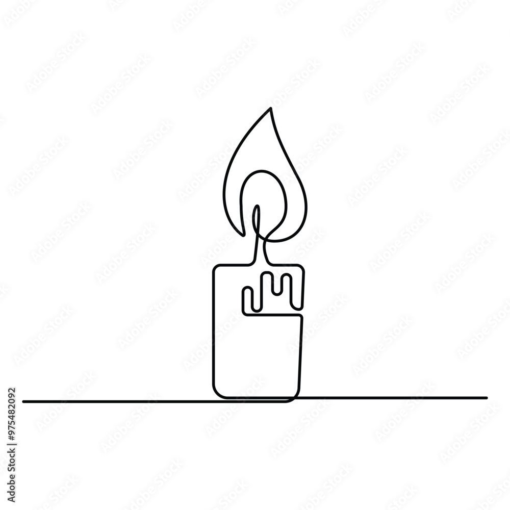 Burning fire candle continuous one line drawing vector isolated on white Vector illustration
Burning fire candle continuous one line drawing vector isolated on white Vector illustration