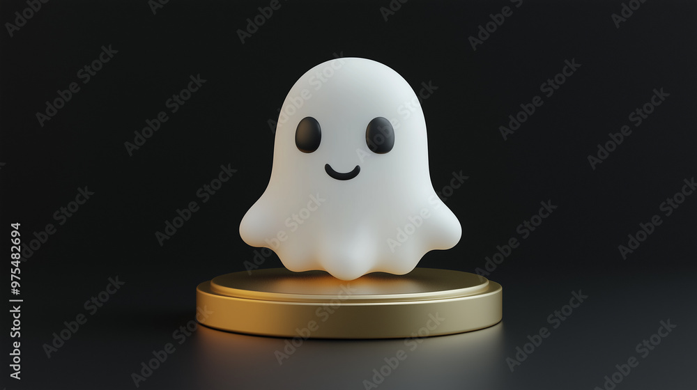 Cute ghost on golden podium Cute ghost on golden podium