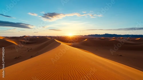 Sunrise Over Sahara Desert Dunes Morocco