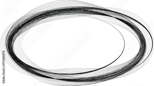 Abstract oval Lines .Elliptical frame with many circles . Vector highlight ellipse line design .Round line art border frame .Concentric oval circles logo .Doodle strokes in oval form . 