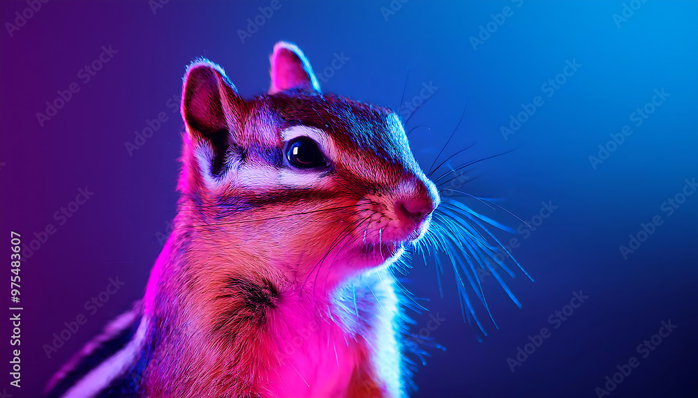 Obraz premium squirrel in a neon light studio