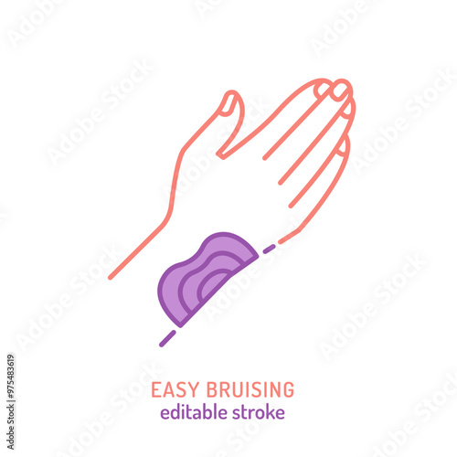 Easy bruising outline icon. Bleeding disorder linear sign.